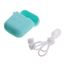 Silicone Protective Cover Case + Anti Lost Ear Loop Cable Connector for Apple AirPods Charging Box Teal