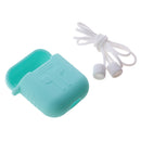 Silicone Protective Cover Case + Anti Lost Ear Loop Cable Connector for Apple AirPods Charging Box Teal