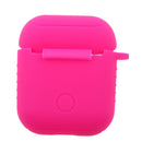Silicone Protective Cover Case + Anti Lost Ear Loop Cable Connector for Apple AirPods Charging Box Rose Red