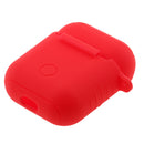 Silicone Protective Cover Case + Anti Lost Ear Loop Cable Connector for Apple AirPods Charging Box Red