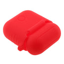 Silicone Protective Cover Case + Anti Lost Ear Loop Cable Connector for Apple AirPods Charging Box Red