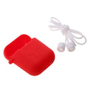 Silicone Protective Cover Case + Anti Lost Ear Loop Cable Connector for Apple AirPods Charging Box Red