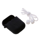 Silicone Protective Cover Case + Anti Lost Ear Loop Cable Connector for Apple AirPods Charging Box Black