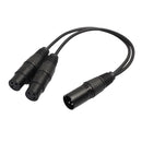 XLR Mic Audio Y-Splitter Cable Connector 3 Pin Male To 2 Female Adapter 1ft