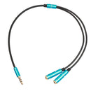 3.5mm Headphone Audio Splitter Jack Male to 2 Dual Female Cable Adapter,Y Splitter Cable for iPhone,Samsung,Tablet,Mp3,Hedaphone,Headset,Aluminum case Connector 30cm Cable Blue