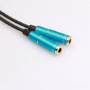 3.5mm Headphone Audio Splitter Jack Male to 2 Dual Female Cable Adapter,Y Splitter Cable for iPhone,Samsung,Tablet,Mp3,Hedaphone,Headset,Aluminum case Connector 30cm Cable Blue