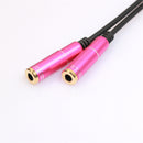 3.5mm Headphone Audio Splitter Jack Male to 2 Dual Female Cable Adapter, Y Splitter Cable for iPhone,Samsung,Tablet,Mp3,Hedaphone,Headset,Aluminum case Connector,30cm Cable Pink