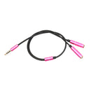 3.5mm Headphone Audio Splitter Jack Male to 2 Dual Female Cable Adapter, Y Splitter Cable for iPhone,Samsung,Tablet,Mp3,Hedaphone,Headset,Aluminum case Connector,30cm Cable Pink