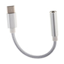 Nylon Braided USB 3.1 Type C to 3.5mm Female Headphone Jack Audio Adapter Cable with Aluminum Alloy Shell for New Macbook,Letv Silver