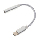 Nylon Braided USB 3.1 Type C to 3.5mm Female Headphone Jack Audio Adapter Cable with Aluminum Alloy Shell for New Macbook,Letv Silver