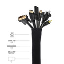 4 Pieces Cable Management Sleeve , Cord Management System and Zipper for TV / Computer / Home Entertainment, 19-20 inch Flexible Cable Sleeve Wrap Cover Organizer Black
