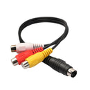 1x 4 Pin S-Video to 3 RCA TV AV Female Audio Video Adapter Cable Cord for Laptop PC Computer Projectors