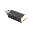 SD Card Reader USB 2.0 Card Hub Adapter Read 4 Cards Simultaneously CF, CFI, TF, SDXC, SDHC, SD, MMC, Micro SDXC, MicroSD, Micro SDHC, MS for Windows, Mac, Linux, Black