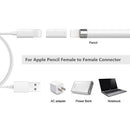 For Apple iPad Pro Pencil Charger Convertor Charge Power Cable Cord Female to Female F/F Connector White