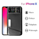 Phone Lens Case Cover for iPhone X , 6 in 1 160Â° Fisheye Lens + 10X/20X Macro Lens + 0.65X Wide Angle Lens + Telescope Lens with Dust Proof Plastic Case with for iPhone X