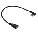 USB Extension Cable - USB 2.0 Right Angle A Male to A Female Extension Cable, Black?0.25m?