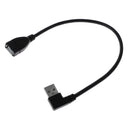 USB Extension Cable - USB 2.0 Right Angle A Male to A Female Extension Cable, Black?0.25m?