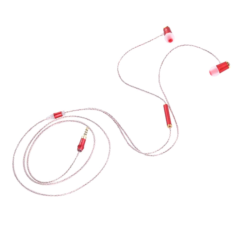 1.2m Wired Earphone 3.5mm In Ear Earbuds Earpiece Metal HiFi Headphones for Smartphone MP3 MP4 Red