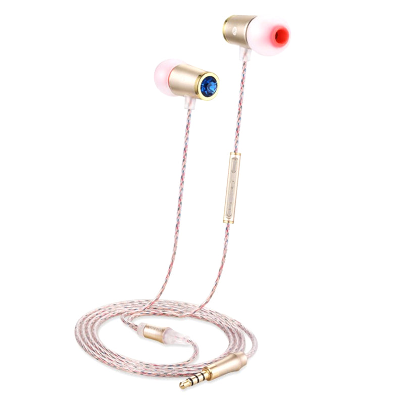 1.2m Wired Earphone 3.5mm In Ear Earbuds Earpiece Metal HiFi Headphones for Smartphone MP3 MP4 Gold