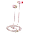 1.2m Wired Earphone 3.5mm In Ear Earbuds Earpiece Metal HiFi Headphones for Smartphone MP3 MP4 Pink