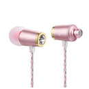 1.2m Wired Earphone 3.5mm In Ear Earbuds Earpiece Metal HiFi Headphones for Smartphone MP3 MP4 Pink
