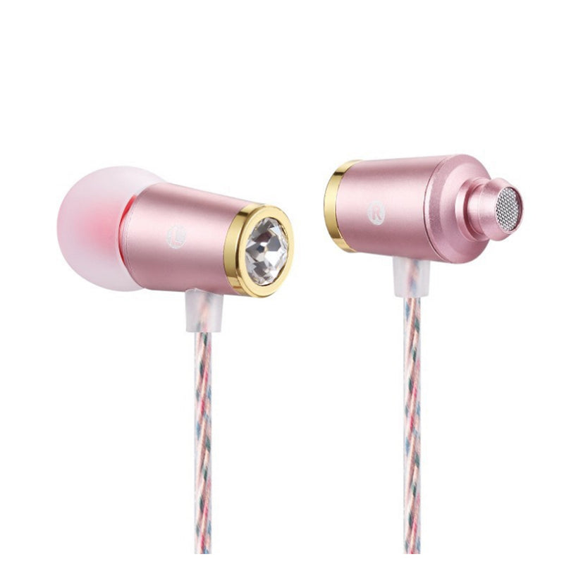 1.2m Wired Earphone 3.5mm In Ear Earbuds Earpiece Metal HiFi Headphones for Smartphone MP3 MP4 Pink