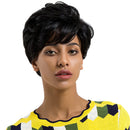 Women Short Full Fringe Wig 9 inch, Real Human Hair Wavy Hairpieces, Daily Party Wear Heat Safe