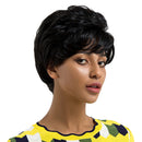 Women Short Full Fringe Wig 9 inch, Real Human Hair Wavy Hairpieces, Daily Party Wear Heat Safe