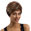Human Hair Wig Blend Fringe Wavy Oblique Bangs Hairpieces Heat Safe 9 Inch