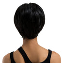 11 inch Black Short Wig | Human Hair Hairpieces Oblique Fringe | Women Daily Party Wear Heat Safe