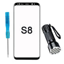 Front Glass repair kit for Samsung Galaxy S8 (Black) Display & 11 pcs Tool Kit/UV LOCA Adhesiver/Tweezers/Suction Cup/Wire/Microfiber Cleaning Cloth