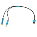 USB Type C 1 Male To 2 Female Splitter Extension Audio Cable Blue