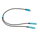USB Type C 1 Male To 2 Female Splitter Extension Audio Cable Blue