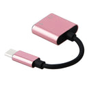 2 In 1 Type-C To 3.5mm AUX Audio Headphone Adapter Charger Cable Rose Gold