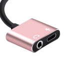 2 In 1 Type-C To 3.5mm AUX Audio Headphone Adapter Charger Cable Rose Gold