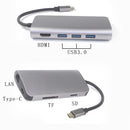 8 in1 USB 3.0 HUB 3.1 Type C to HDMI/RJ45/SD/TF Adapter for Macbook