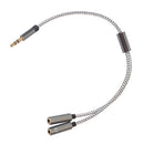 Aux Audio Headphone Mic Splitter Cable 3.5mm Female To 2 Dual Male Gray