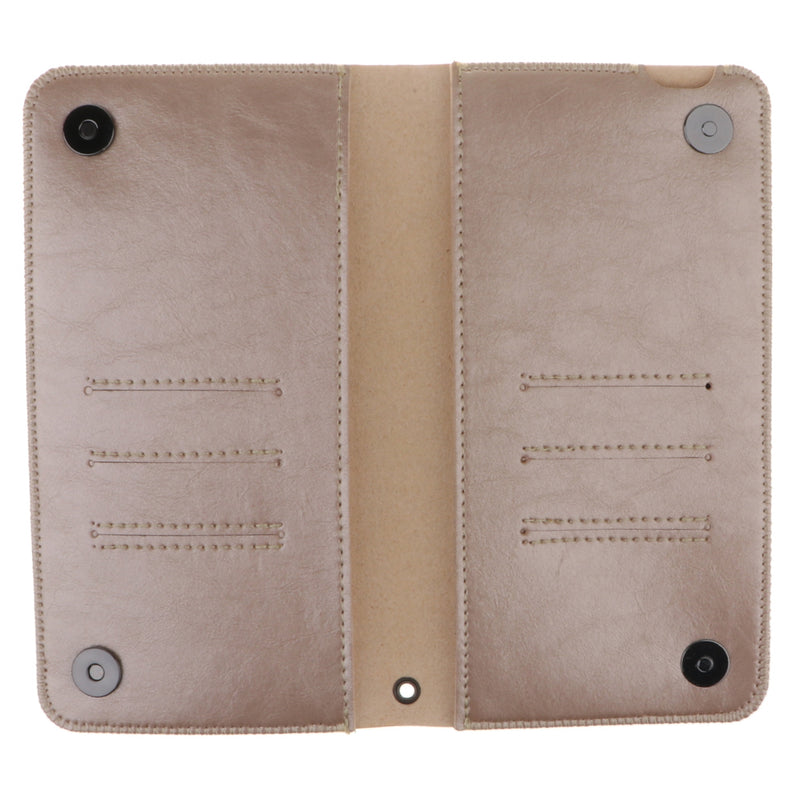 Premium Leather Zipper Wallet Multi-Functional Handbag Champagne
