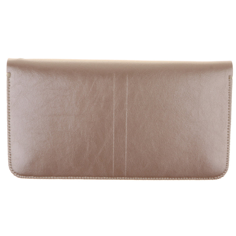 Premium Leather Zipper Wallet Multi-Functional Handbag Champagne