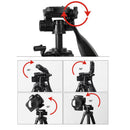 360 Degree Complete Tripod for Phone DSLR Camera Camcorder DV Recorder with 4 Section Column Leg 1470mm Max Height 2KG Load Capacity