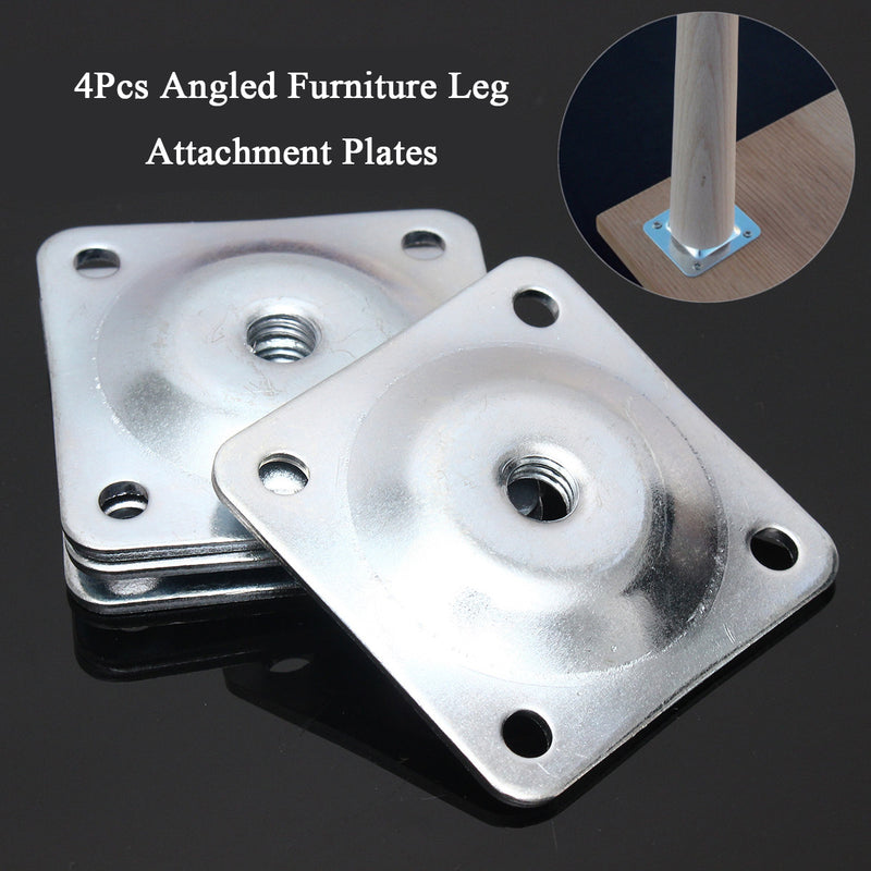 4Pcs Level Leg Mounting Plates Square Furniture Attachment Fixing Plates Brackets