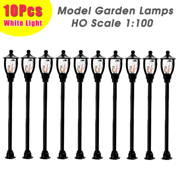 10Pcs/Set HO Scale 1:100 6V Model Garden Railway Train Lamp Post Street Light