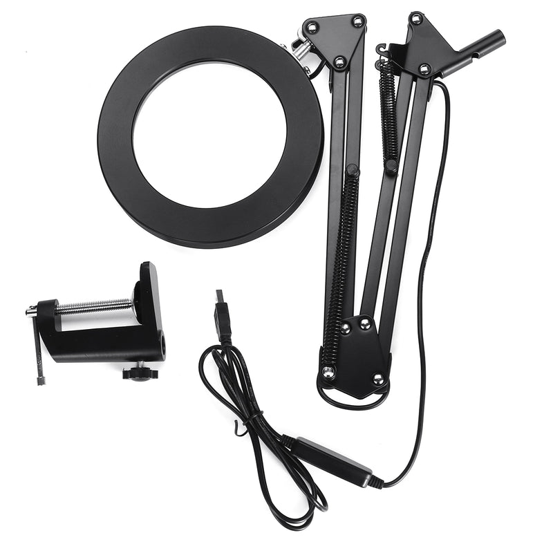 5X Magnifier Magnifying Glass LED Large Lens Lighted Lamp Top Desk with Clamp