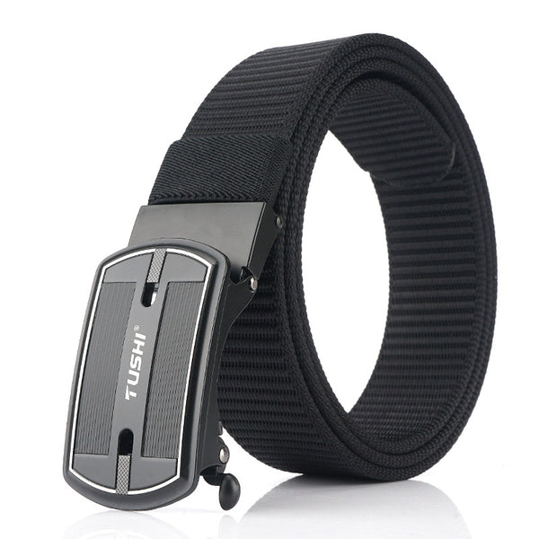 TUSHI 125cm x 3.4cm Punch Free Automatic Quick Release Buckle Tactical Belt Casual Belts