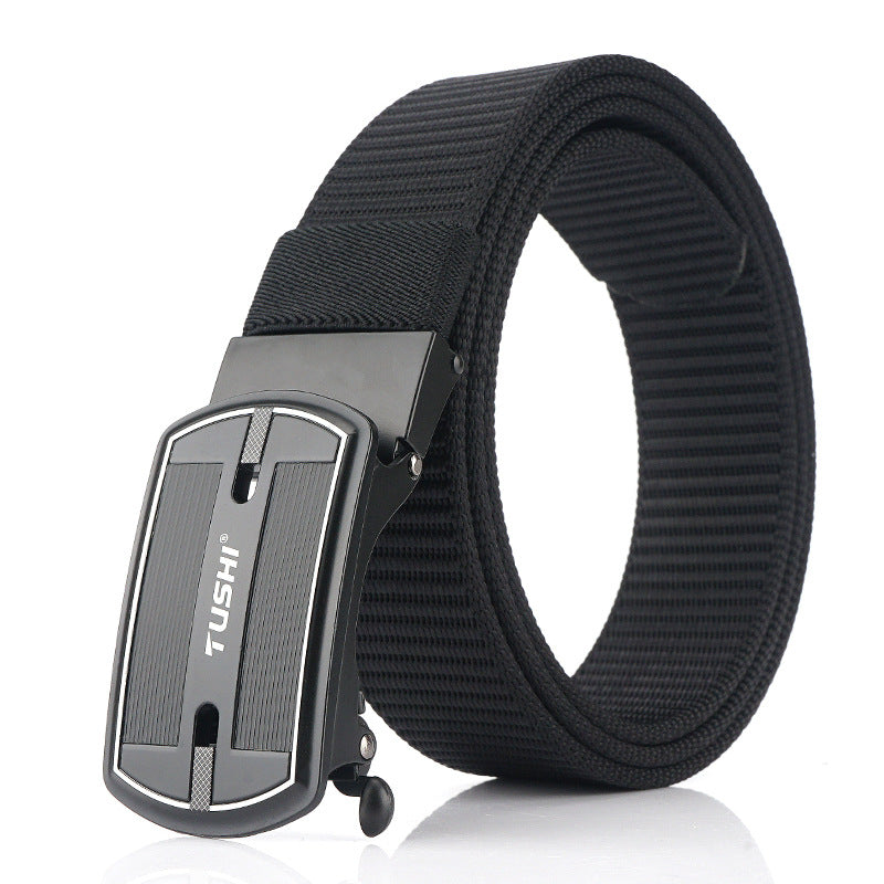 TUSHI 125cm x 3.4cm Punch Free Automatic Quick Release Buckle Tactical Belt Casual Belts
