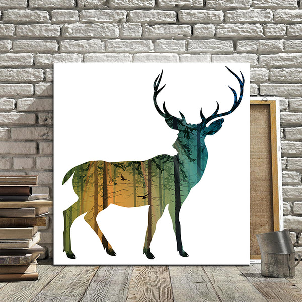Miico Hand Painted Oil Paintings Simple Style-D Side Face Deer Wall Art For Home Decoration Paintings