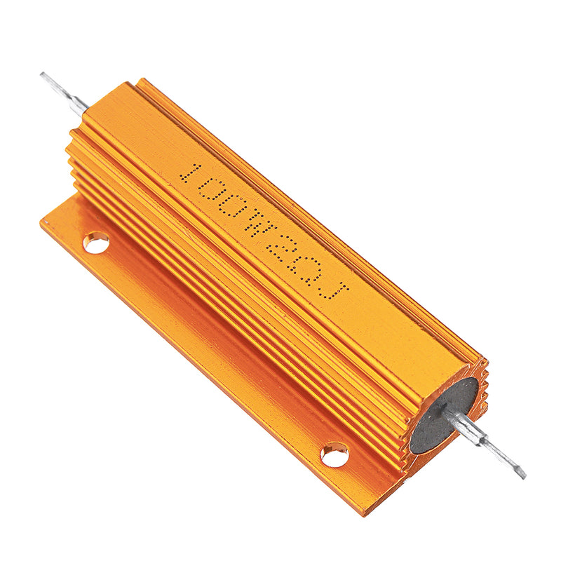 20pcs RX24 100W 2R 2RJ Metal Aluminum Case High Power Resistor Golden Metal Shell Case Heatsink Resistance Resistor