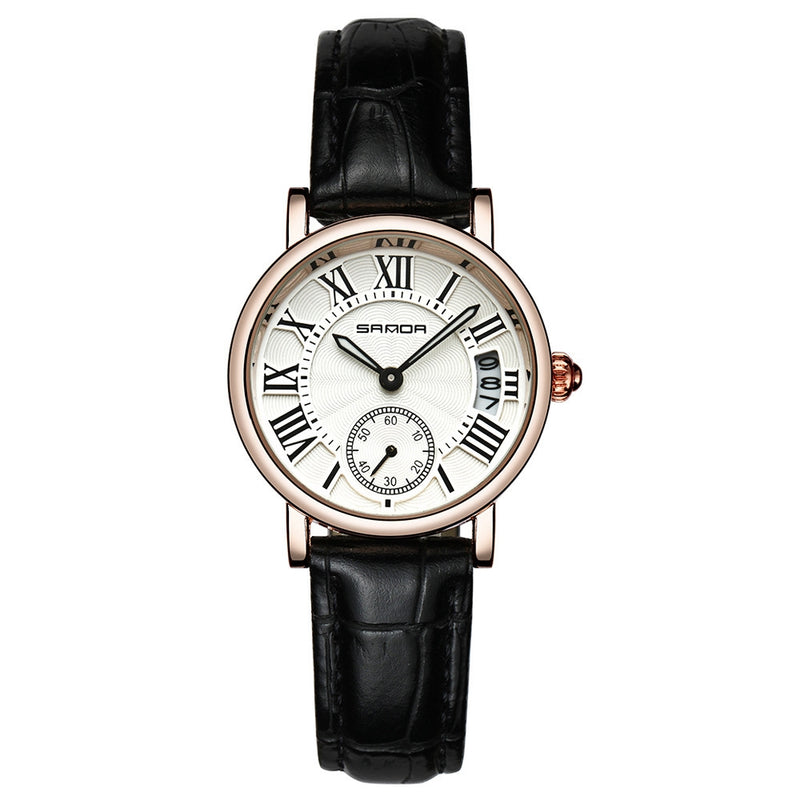 SANDA P206 Leather Women Fashion Style Lady Dress Quartz Watch