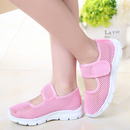 Girls Mesh Breathable Pure Color Hook Loop Casual Kids Shoes