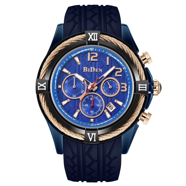 BIDEN 0316 Silicone Watch Band Men Wrist Watch Calendar Sport Quartz Watches